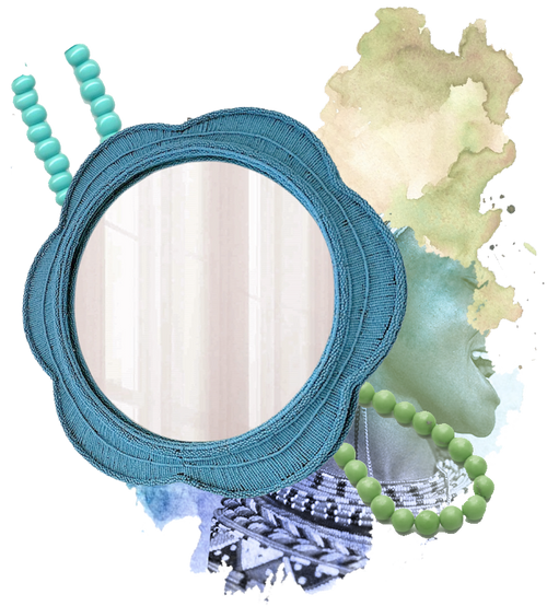 Decorative Wall Mirror - Turquoise Naka