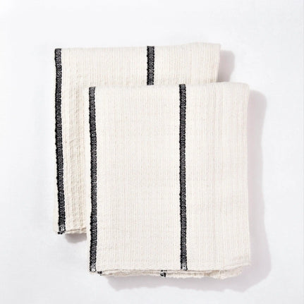 Addis Black Striped Hand Towels Set 2