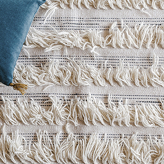 White Area Rug - Boho Wool
