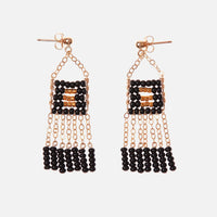 Minimalist Earrings Short Black Beaded