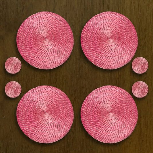 Pink Unique Placemats and Coasters 8 Set
