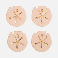 Sand Dollar White and Gold Coasters Set 4