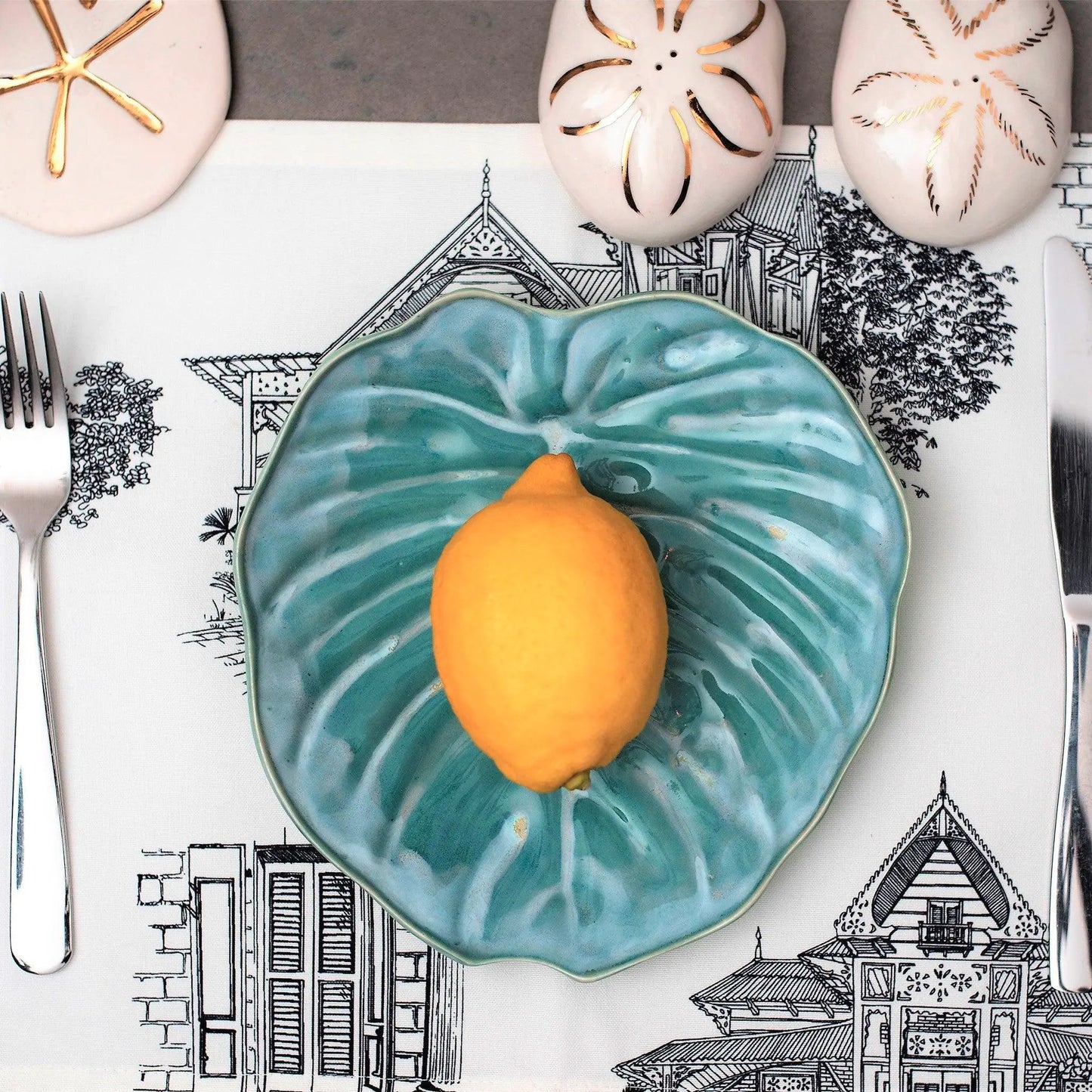 Teal Decorative Salad Plates Set 2