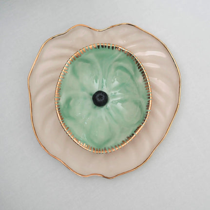 Turquoise Gold Seashell Dishes Set 2